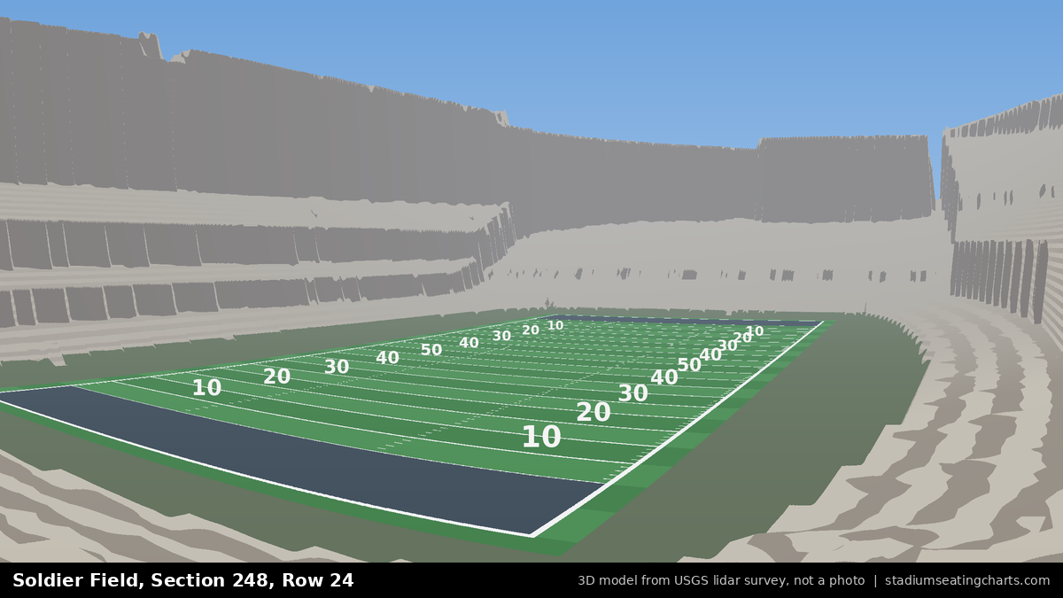 View from Soldier Field Section 248, Row 24, looking toward the field