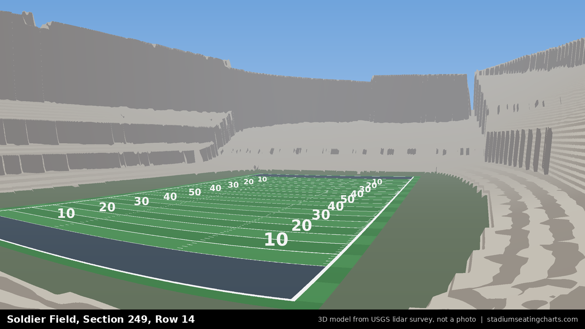 View from Soldier Field Section 249, Row 14, looking toward the field