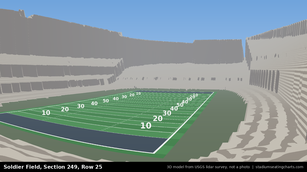 View from Soldier Field Section 249, Row 25, looking toward the field