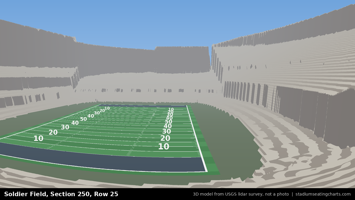 View from Soldier Field Section 250, Row 25, looking toward the field