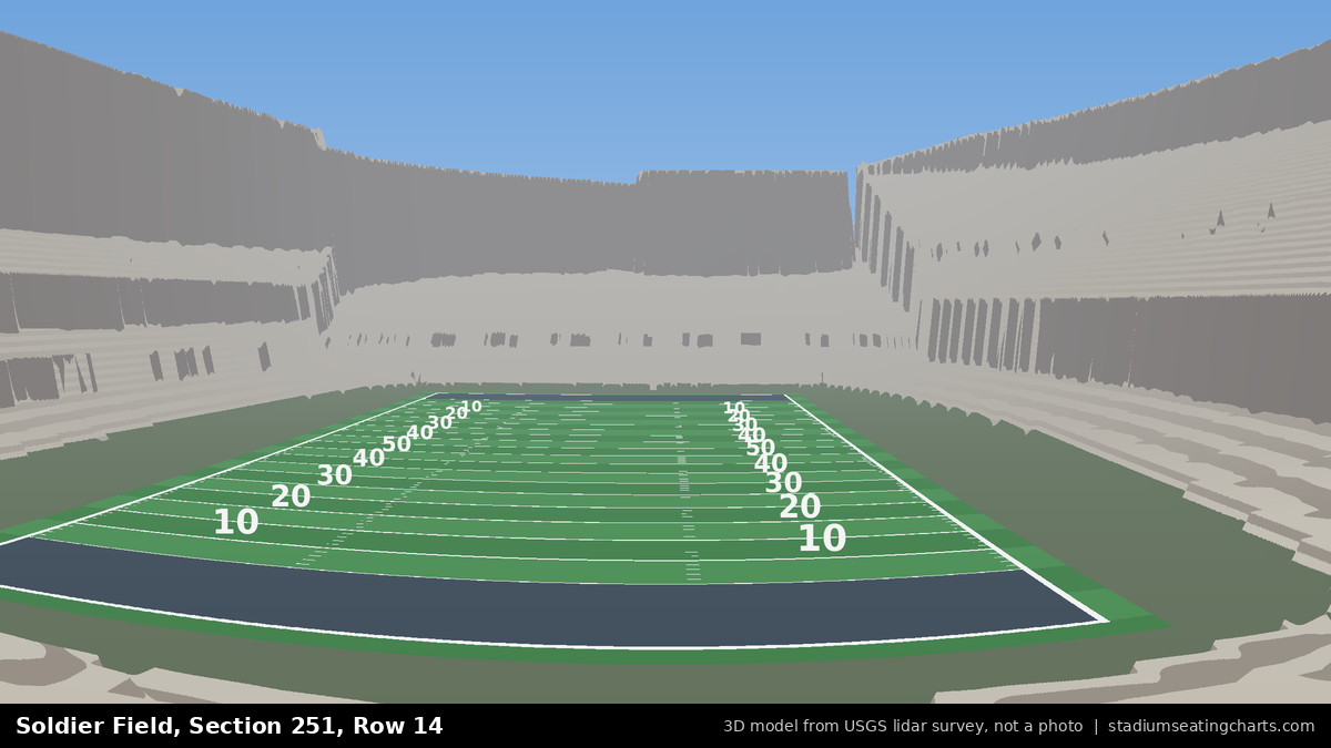 View from Soldier Field Section 251, Row 14, looking toward the field