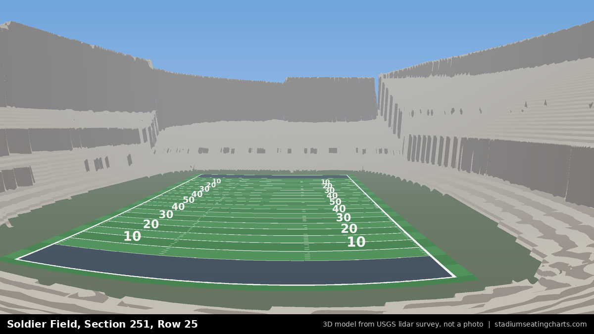 View from Soldier Field Section 251, Row 25, looking toward the field