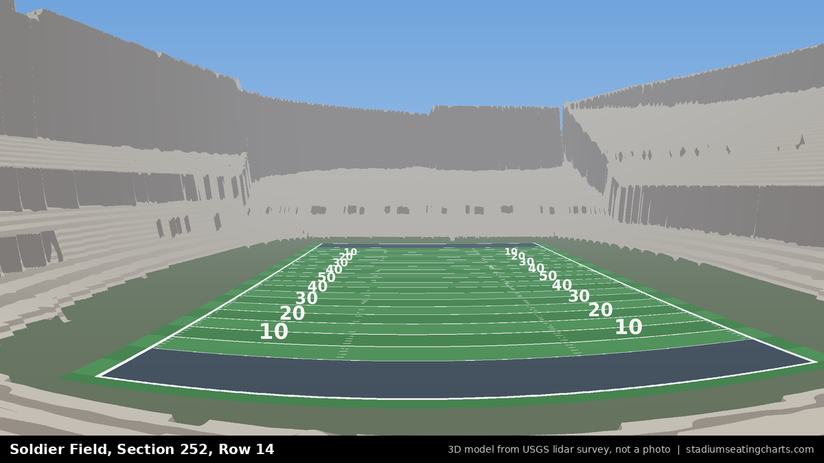 View from Soldier Field Section 252, Row 14, looking toward the field