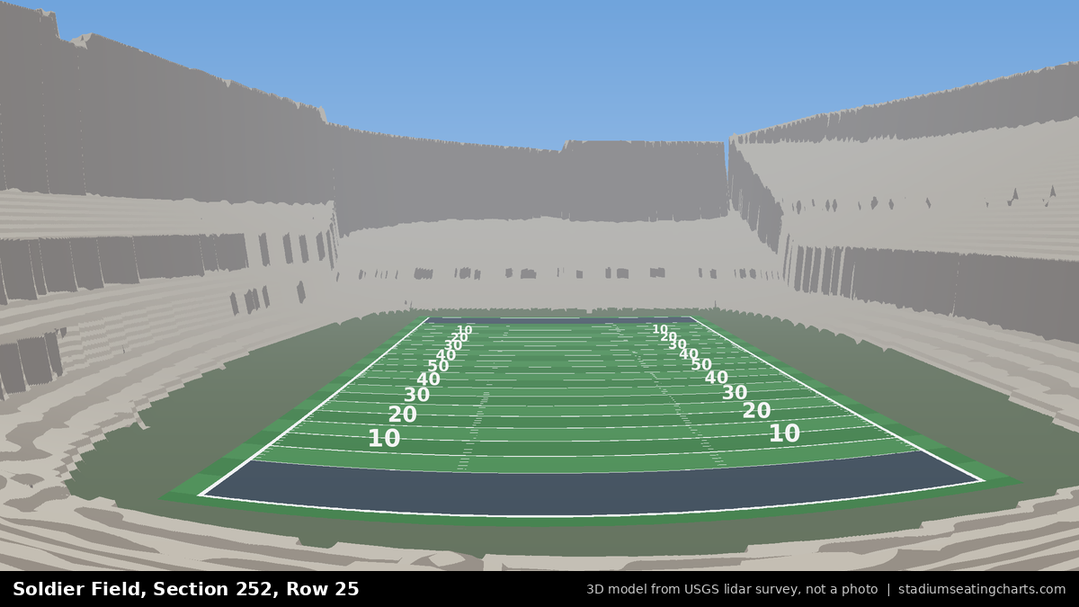 View from Soldier Field Section 252, Row 25, looking toward the field