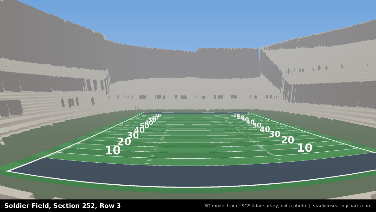 View from Soldier Field Section 252, Row 3, looking toward the field