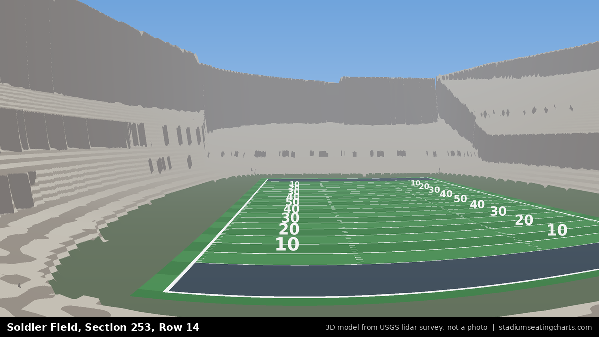 View from Soldier Field Section 253, Row 14, looking toward the field