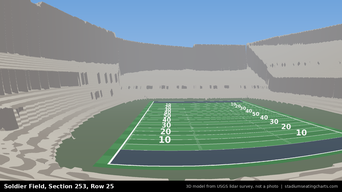 View from Soldier Field Section 253, Row 25, looking toward the field
