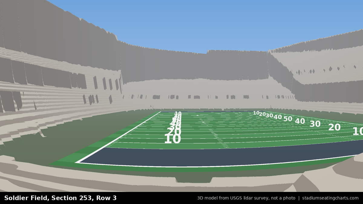 View from Soldier Field Section 253, Row 3, looking toward the field