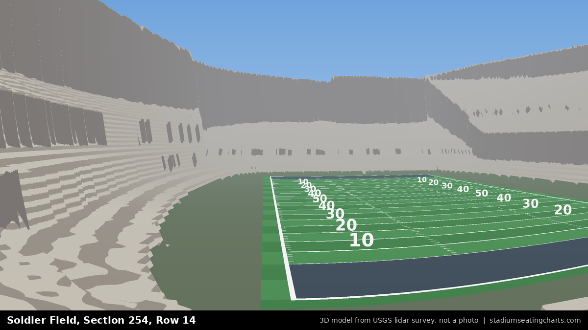 View from Soldier Field Section 254, Row 14, looking toward the field