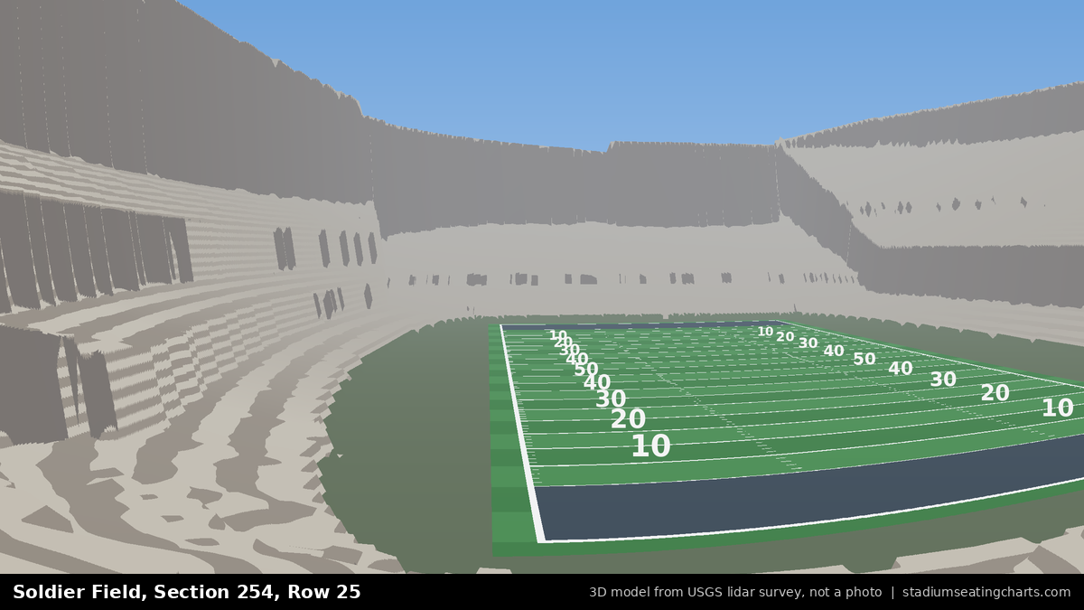 View from Soldier Field Section 254, Row 25, looking toward the field