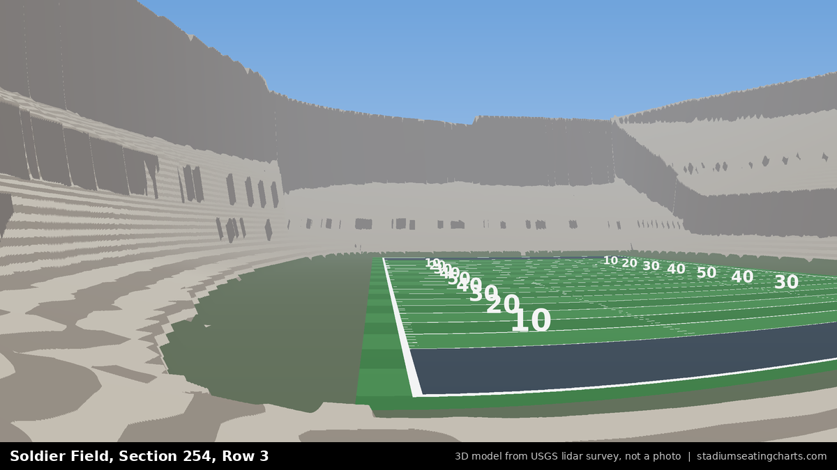 View from Soldier Field Section 254, Row 3, looking toward the field