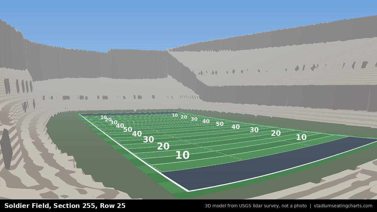 View from Soldier Field Section 255, Row 25, looking toward the field