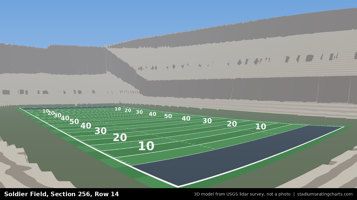 View from Soldier Field Section 256, Row 14, looking toward the field