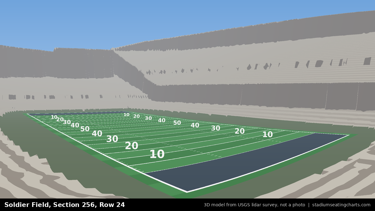 View from Soldier Field Section 256, Row 24, looking toward the field