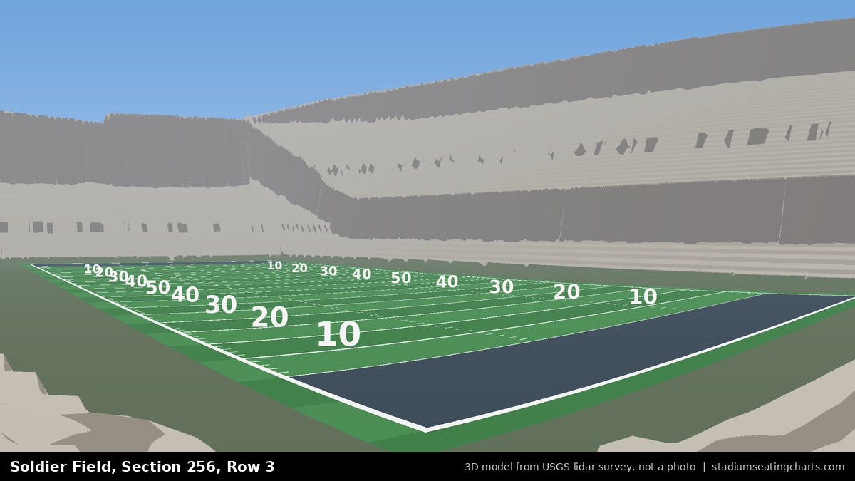 View from Soldier Field Section 256, Row 3, looking toward the field