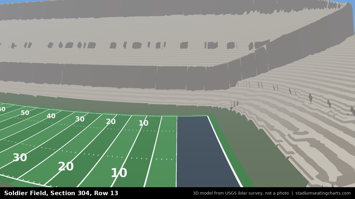 View from Soldier Field Section 304, Row 13, looking toward the field