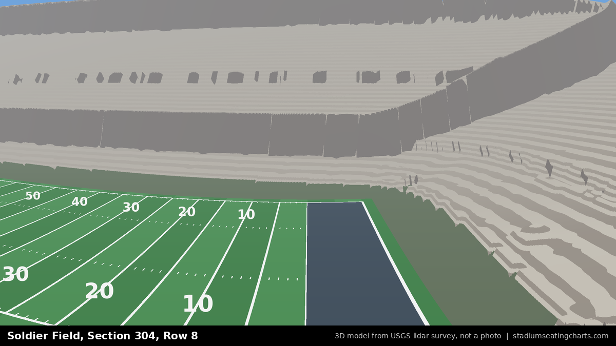 View from Soldier Field Section 304, Row 8, looking toward the field
