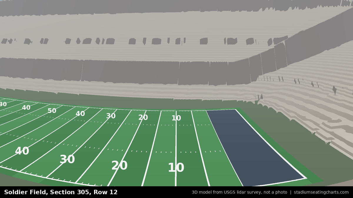 View from Soldier Field Section 305, Row 12, looking toward the field