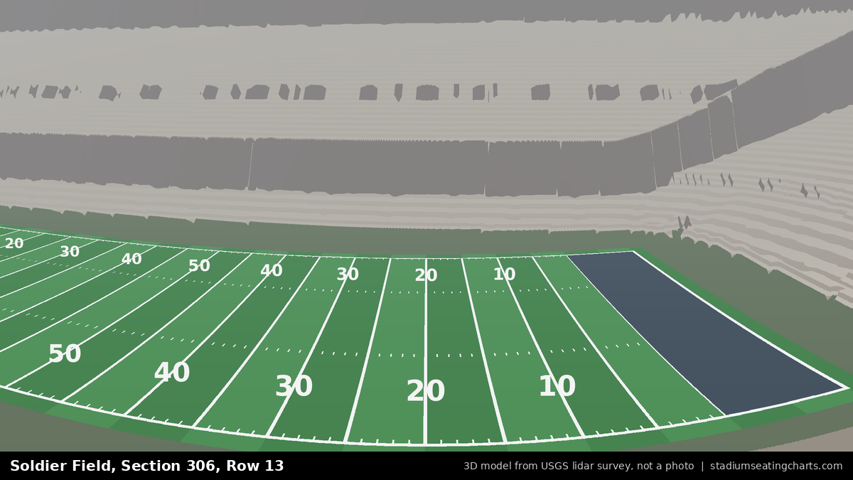 View from Soldier Field Section 306, Row 13, looking toward the field