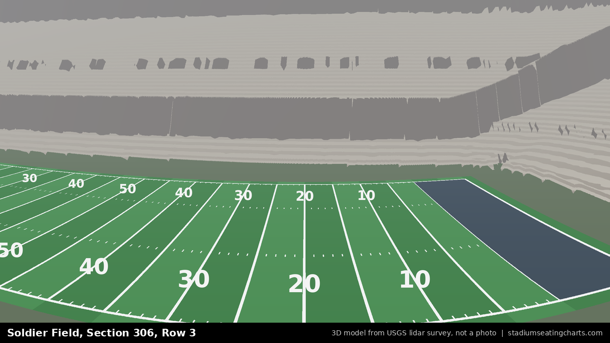View from Soldier Field Section 306, Row 3, looking toward the field