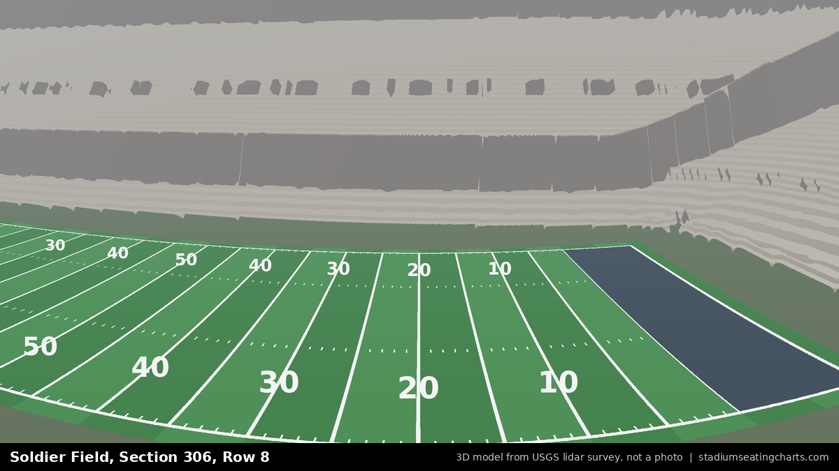 View from Soldier Field Section 306, Row 8, looking toward the field