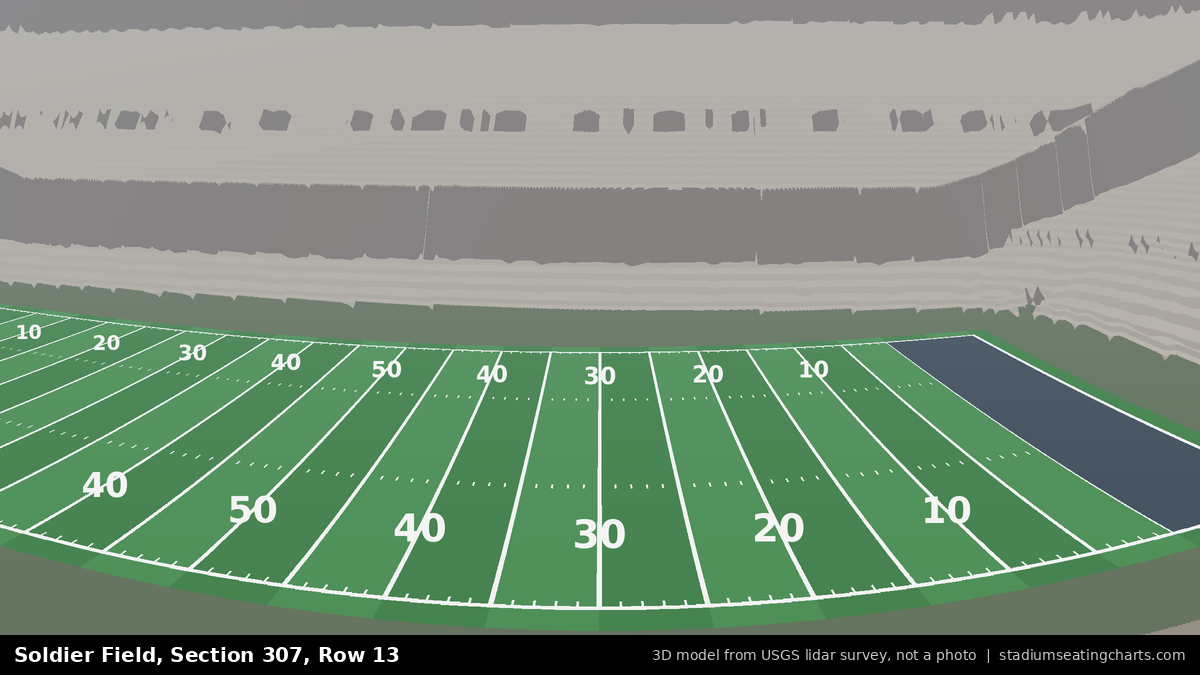 View from Soldier Field Section 307, Row 13, looking toward the field