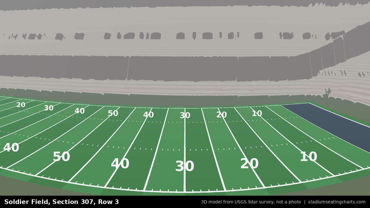 View from Soldier Field Section 307, Row 3, looking toward the field