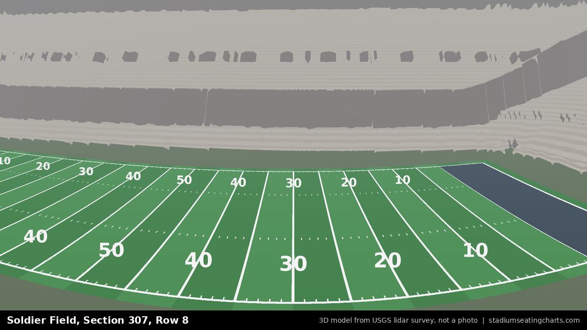 View from Soldier Field Section 307, Row 8, looking toward the field