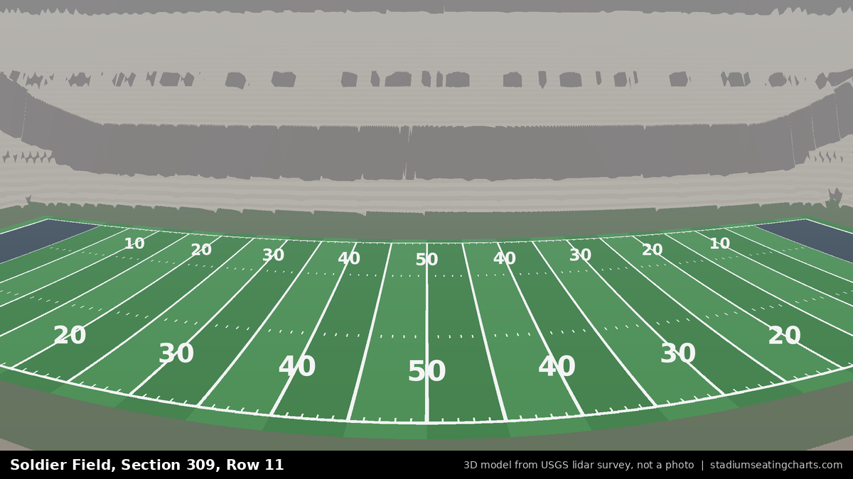 View from Soldier Field Section 309, Row 11, looking toward the field