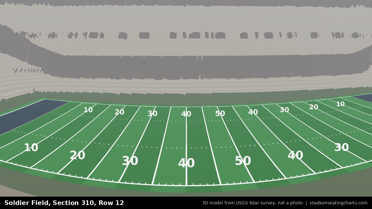 View from Soldier Field Section 310, Row 12, looking toward the field