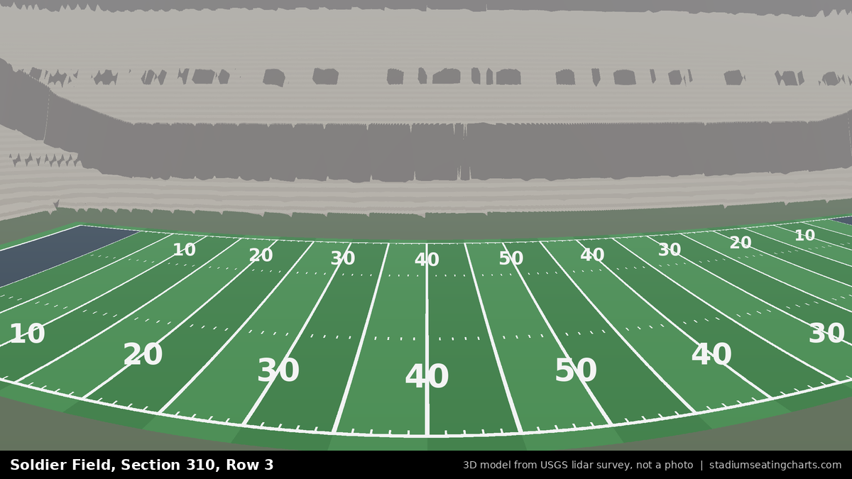 View from Soldier Field Section 310, Row 3, looking toward the field