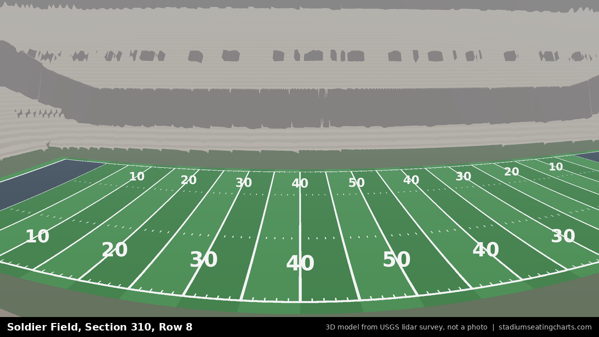 View from Soldier Field Section 310, Row 8, looking toward the field