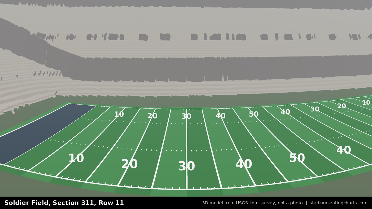 View from Soldier Field Section 311, Row 11, looking toward the field
