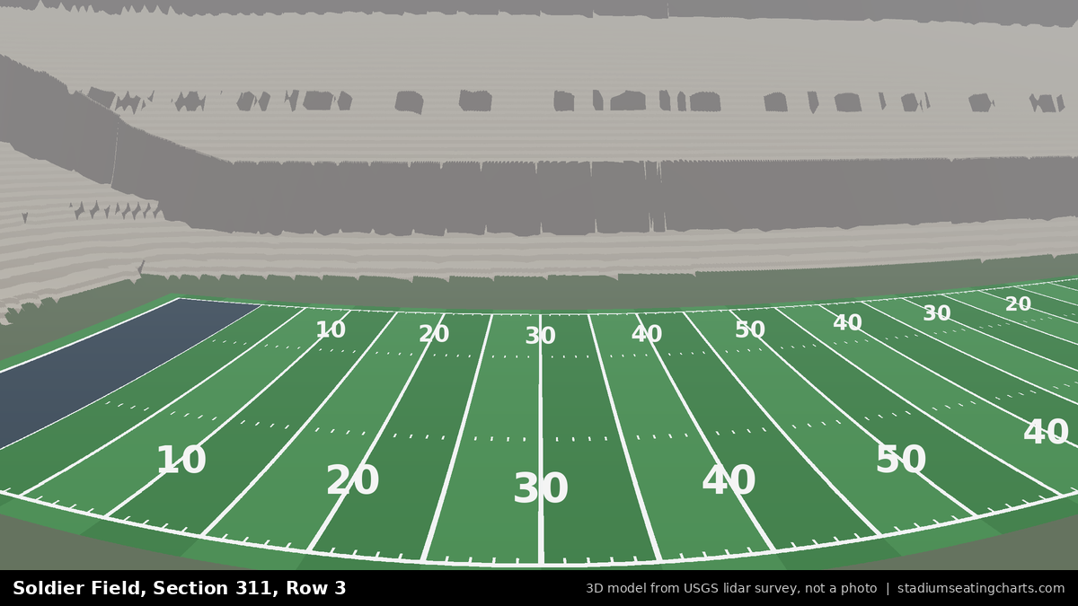 View from Soldier Field Section 311, Row 3, looking toward the field