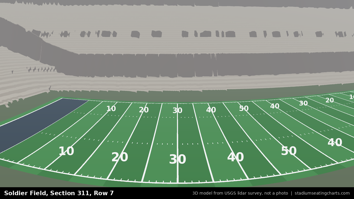 View from Soldier Field Section 311, Row 7, looking toward the field