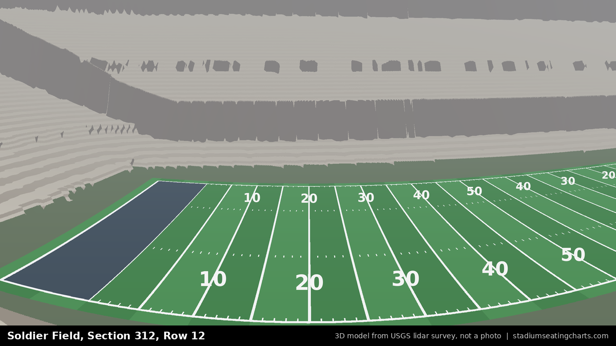 View from Soldier Field Section 312, Row 12, looking toward the field