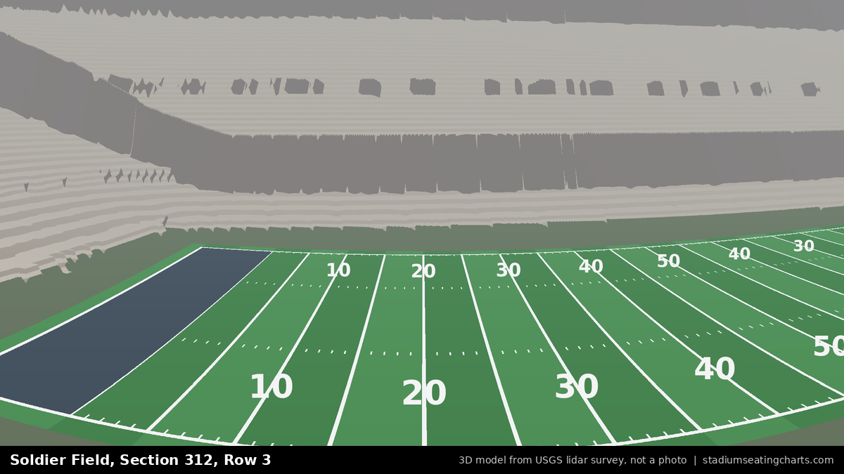 View from Soldier Field Section 312, Row 3, looking toward the field