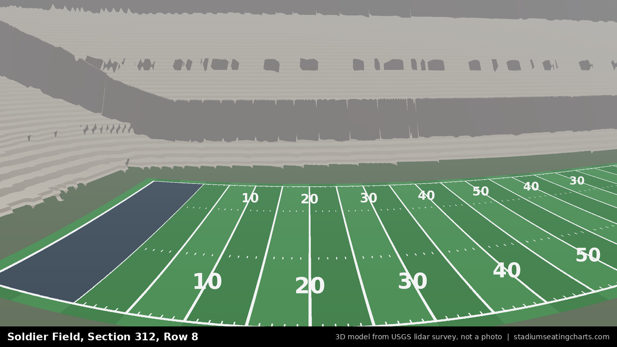 View from Soldier Field Section 312, Row 8, looking toward the field