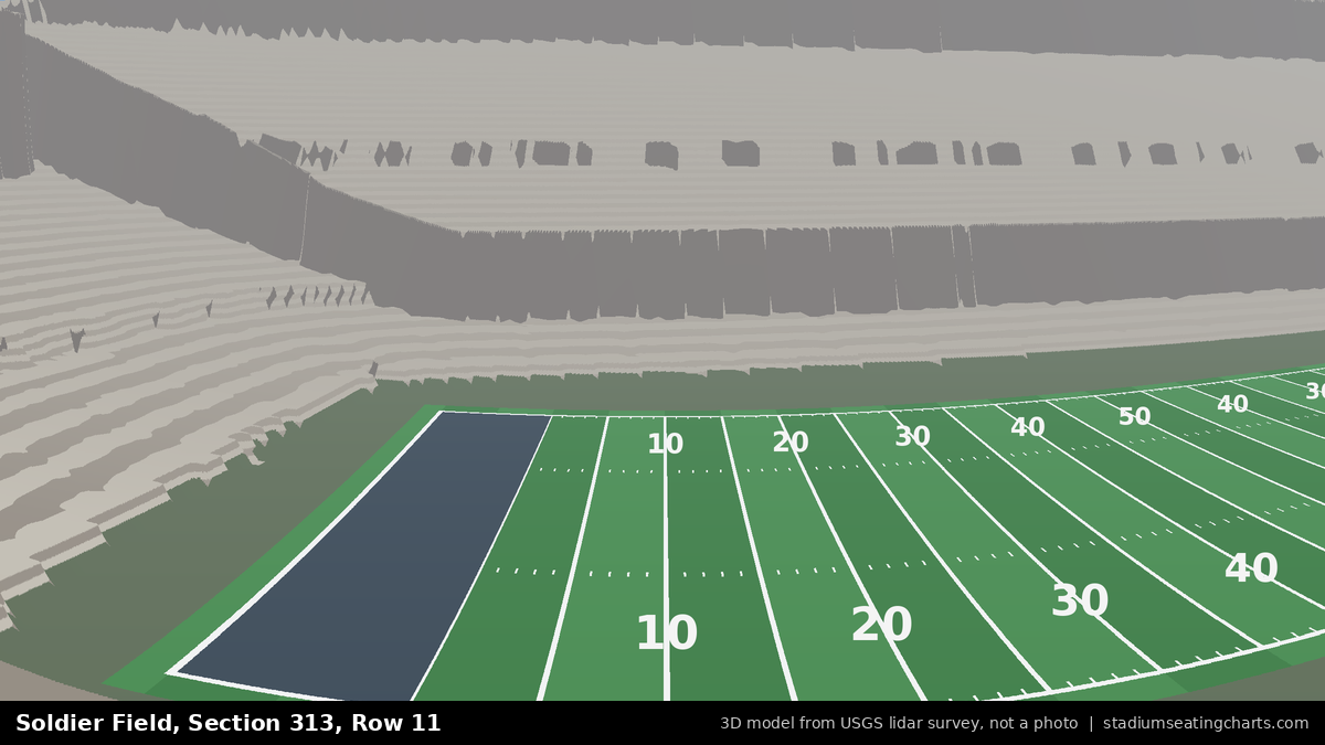 View from Soldier Field Section 313, Row 11, looking toward the field