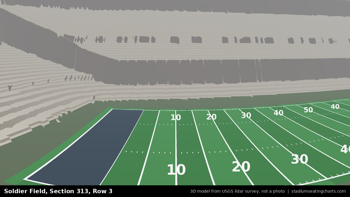 View from Soldier Field Section 313, Row 3, looking toward the field