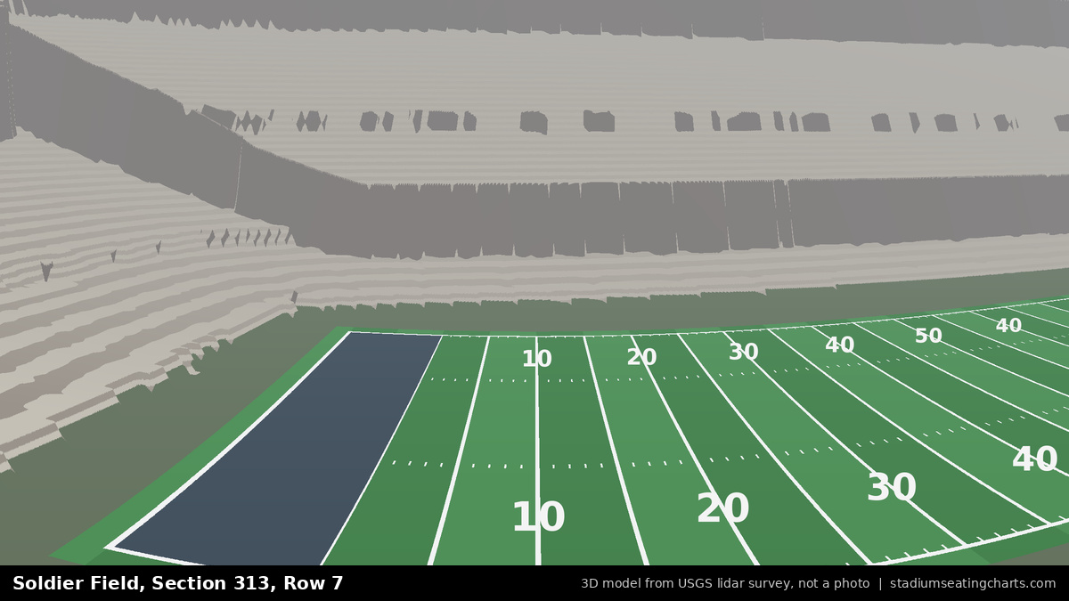 View from Soldier Field Section 313, Row 7, looking toward the field