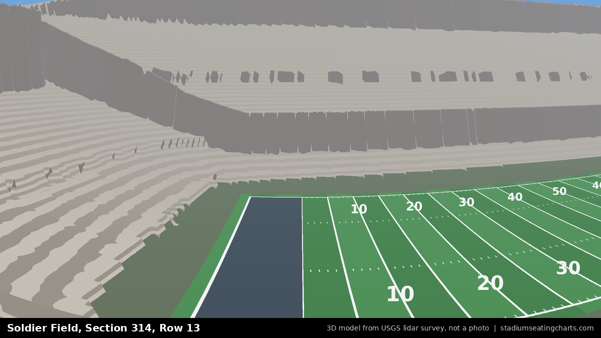View from Soldier Field Section 314, Row 13, looking toward the field