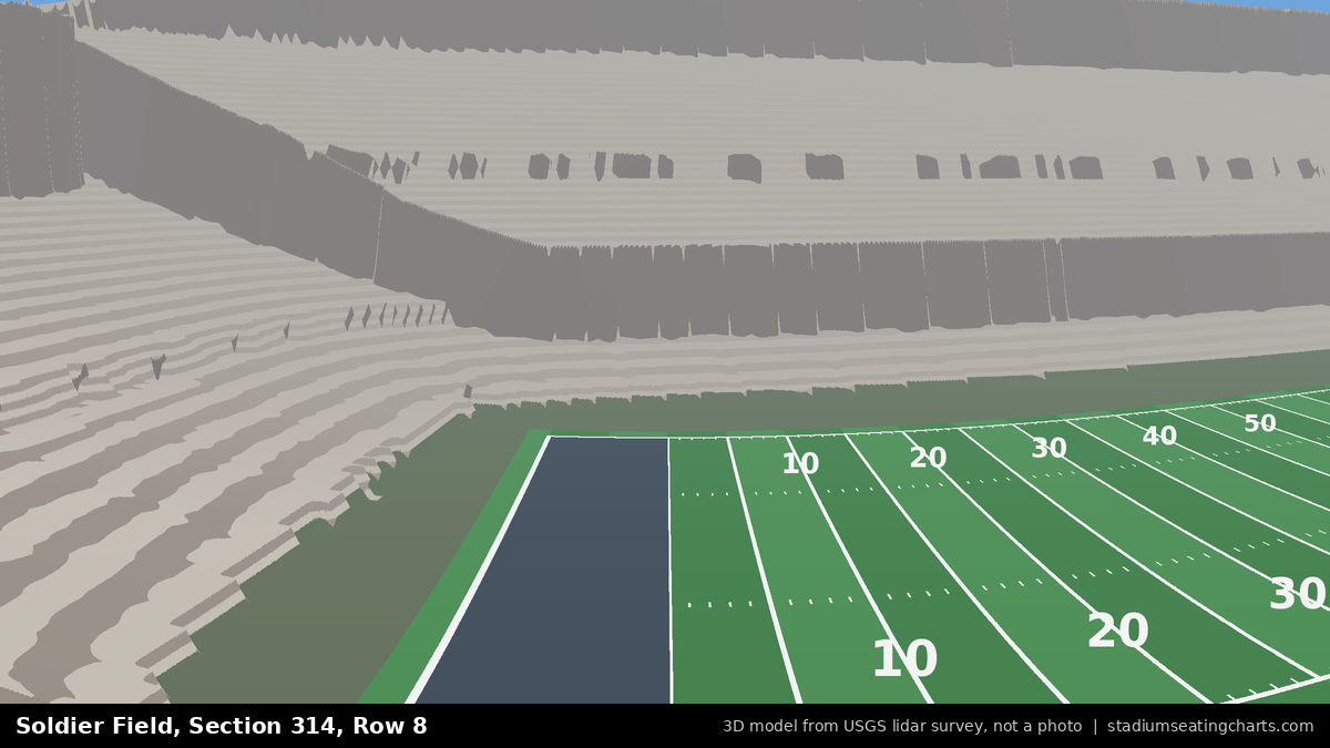 View from Soldier Field Section 314, Row 8, looking toward the field