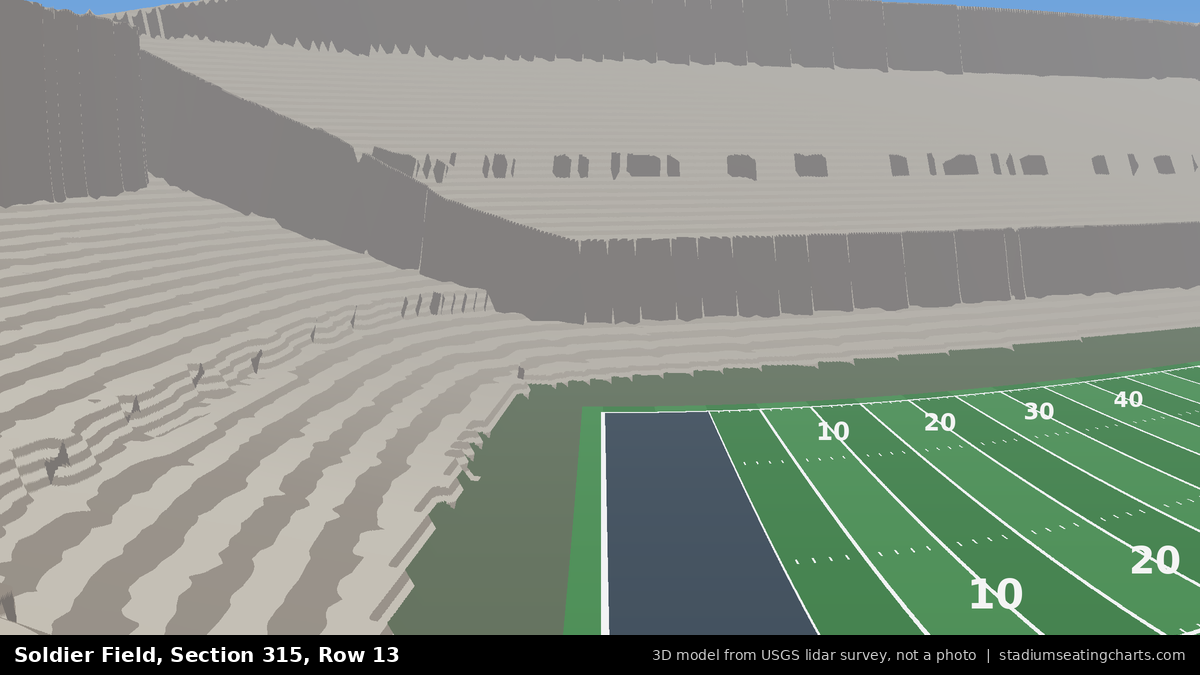 View from Soldier Field Section 315, Row 13, looking toward the field