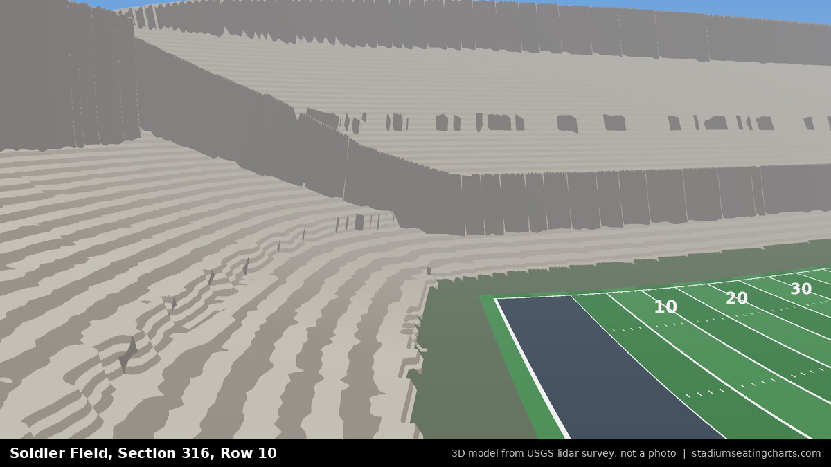 View from Soldier Field Section 316, Row 10, looking toward the field