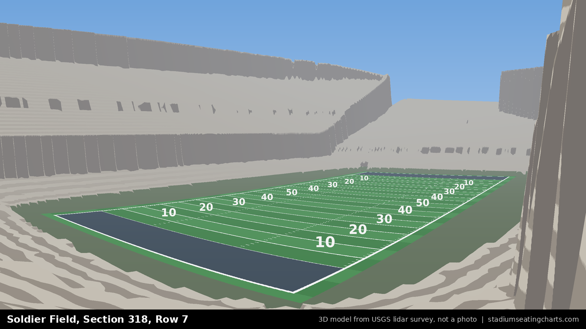 View from Soldier Field Section 318, Row 7, looking toward the field