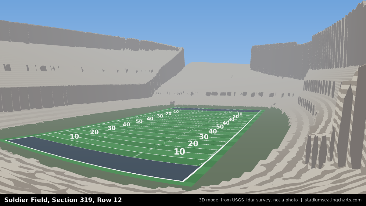 View from Soldier Field Section 319, Row 12, looking toward the field