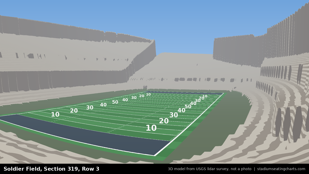 View from Soldier Field Section 319, Row 3, looking toward the field