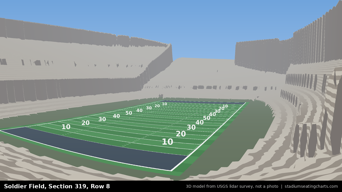 View from Soldier Field Section 319, Row 8, looking toward the field