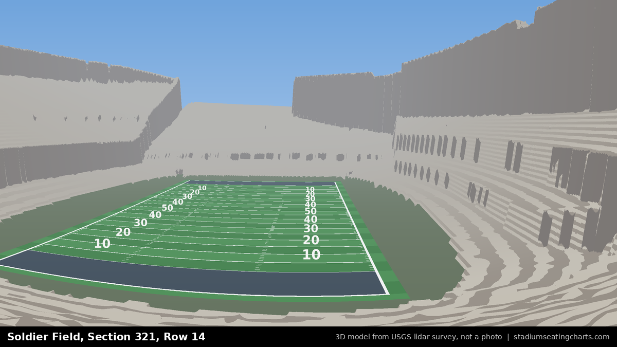 View from Soldier Field Section 321, Row 14, looking toward the field